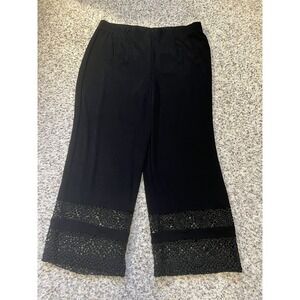CHICO'S Travelers Women's Slinky Pants Size 3 R US‎  16 / 18 / XL Black Lace Hem